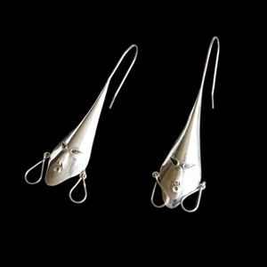Vintage Sterling Silver Tribal Mask Drop Earrings Unique